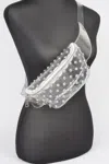 Fashnzfab Transparent Rhinestone Studded Fanny Pack In Gold