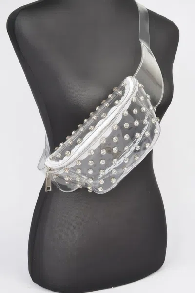 Fashnzfab Transparent Rhinestone Studded Fanny Pack In Gold