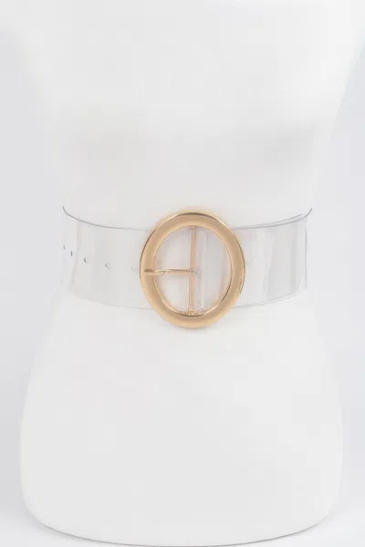 Fashnzfab Transparent Round Buckle Belt In Gold