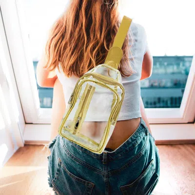 Fashnzfab Transparent Sling Bag In Gold