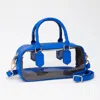 Fashnzfab Transparent Structured Top Handle Handbag / Crossbody Bag In Blue