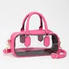 Fashnzfab Transparent Structured Top Handle Handbag / Crossbody Bag In Pink