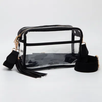 Fashnzfab Transparent Tassel Crossbody Bag In Black