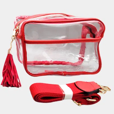 Fashnzfab Transparent Tassel Crossbody Bag In Red