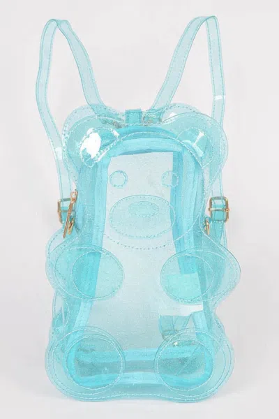 Fashnzfab Transparent Teddy Bear Backpack In Blue