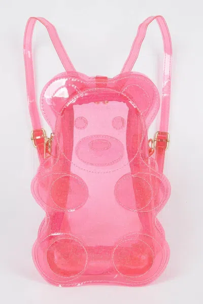 Fashnzfab Transparent Teddy Bear Backpack In Pink