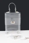 Fashnzfab Transparent Top Handle Flap Clutch In Multi
