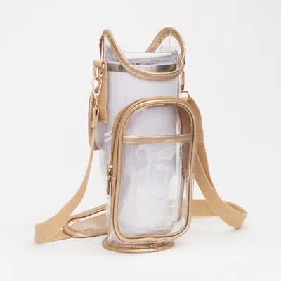 Fashnzfab Transparent Tumbler Carrier Holder Crossbody Bag In Gold
