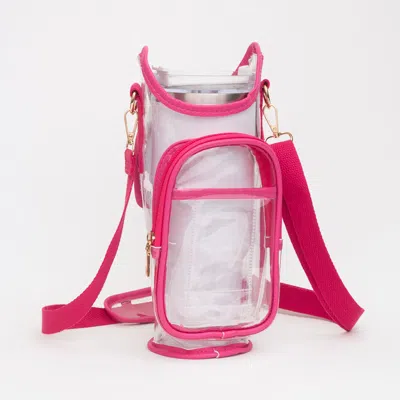 Fashnzfab Transparent Tumbler Carrier Holder Crossbody Bag In Pink