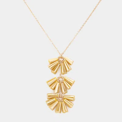 Fashnzfab Trapezoid Bead Wrapped Link Pendant Necklace In Gold