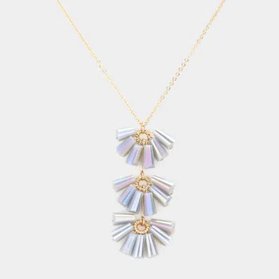Fashnzfab Trapezoid Bead Wrapped Link Pendant Necklace In Gray