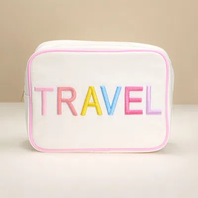 Fashnzfab Travel Message Embroidered Pouch Bag / Organizer In Multi