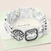 Fashnzfab Tree Of Life Family Message Stretch Bracelet - Antique Silver In Silver