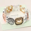 Fashnzfab Tree Of Life Family Message Stretch Bracelet - Three Tone In Metallic