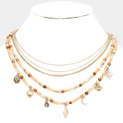 Fashnzfab Tree Of Life Heart Teardrop Crescent Moon Evil Eye North Star Pendant Station Multi Layered Necklace In Gold