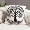 Fashnzfab Tree Of Life Printed Cushion Cover In Black
