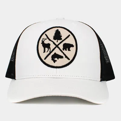 Fashnzfab Tree Reindeer Bear Fish Outdoors Mesh Back Baseball Cap In White