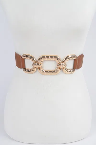 Fashnzfab Trendy Metal Buckle Elastic Belt In Multi