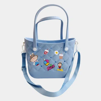 Fashnzfab Trendy Silicone Personalized Charm Handbag / Crossbody Bag In Blue
