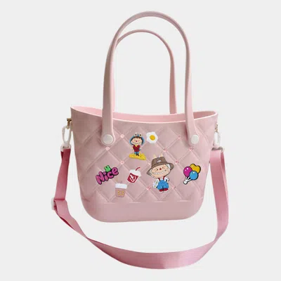 Fashnzfab Trendy Silicone Personalized Charm Handbag / Crossbody Bag In Pink