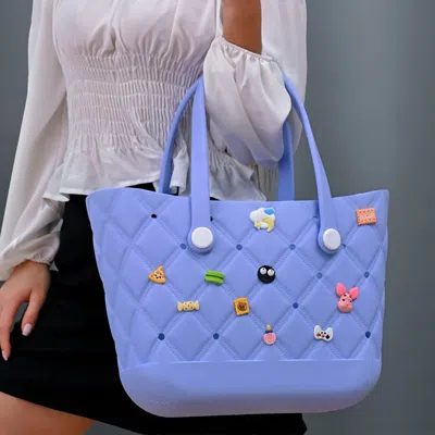 Fashnzfab Trendy Silicone Personalized Charm Tote Bag In Blue