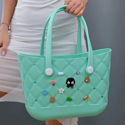 Fashnzfab Trendy Silicone Personalized Charm Tote Bag In Green