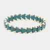 Fashnzfab Triangle Bead Metal Ball Stretchable Bracelets In Multi
