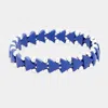 Fashnzfab Triangle Bead Metal Ball Stretchable Bracelets Navy, Silver In Multi