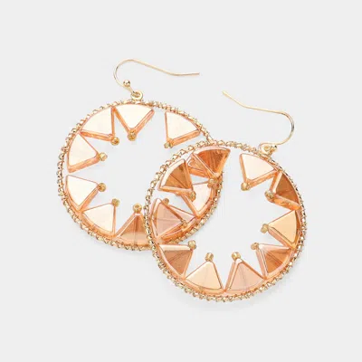 Fashnzfab Triangle Beads Embellished Open Circle Dangle Earrings In Gold