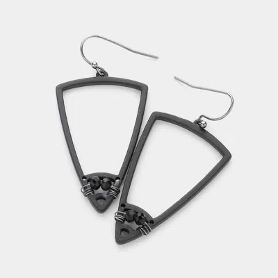 Fashnzfab Triangle Shape Double Bead Matt Earrings In Silver
