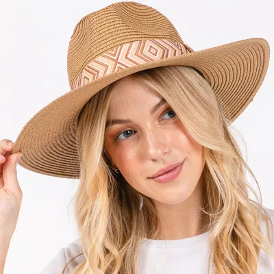 Fashnzfab Tribal Aztec Pattern Straw Sun Hat In Gray
