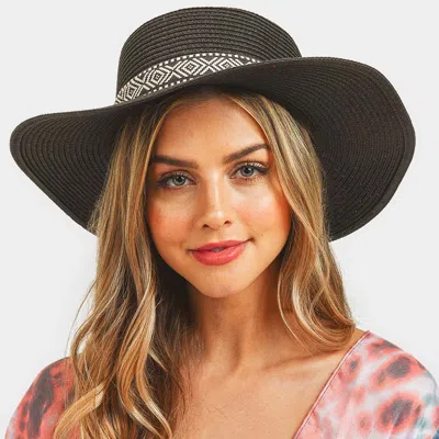 Fashnzfab Tribal Band Panama Sun Hat In Gold