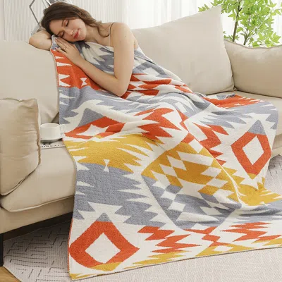 Fashnzfab Tribal Geo Pattern Throw Blanket In Multi