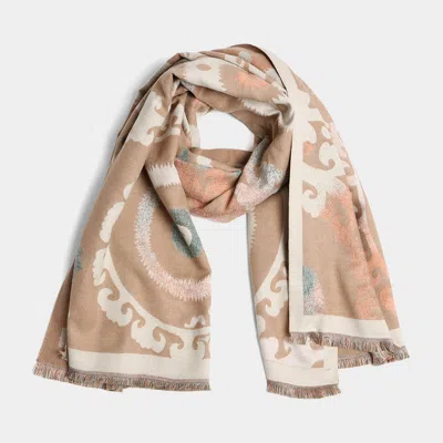 Fashnzfab Tribal Oblong Scarf In Sand