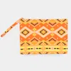 Fashnzfab Tribal Patterned Pouch Clutch Bag In Yellow