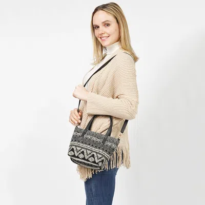 Fashnzfab Tribal Patterned Tote / Crossbody Bag In Black