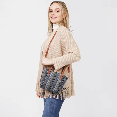 Fashnzfab Tribal Patterned Tote / Crossbody Bag In Blue