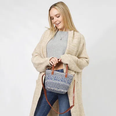 Fashnzfab Tribal Patterned Tote / Crossbody Bag In Blue
