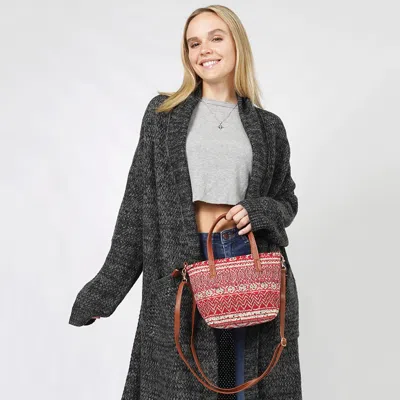 Fashnzfab Tribal Patterned Tote / Crossbody Bag In Red