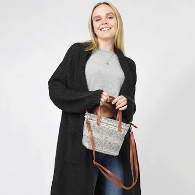 Fashnzfab Tribal Patterned Tote / Crossbody Bag In Silver