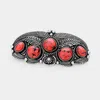 Fashnzfab Tribal Red Coral Accented Leaf Cluster Barrette In Multi