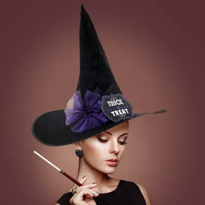 Fashnzfab Trick Or Treat Message Halloween Witch Hat In Purple