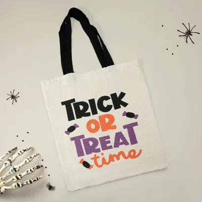 Fashnzfab Trick Or Treat Time Halloween Message Tote Bag In Multi