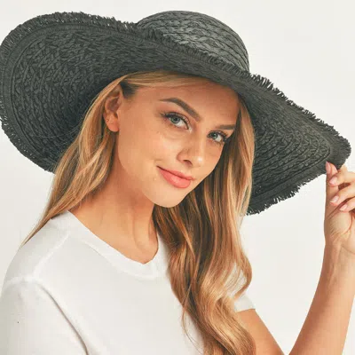 Fashnzfab Trim Detailed Solid Straw Sun Hat In Black