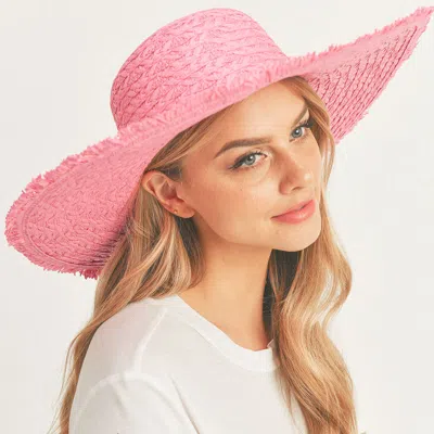 Fashnzfab Trim Detailed Solid Straw Sun Hat In Pink