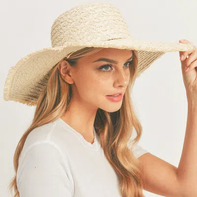 Fashnzfab Trim Detailed Solid Straw Sun Hat In Sand