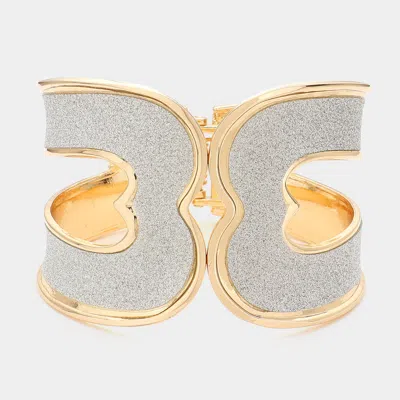 Fashnzfab Triomphe Glitter Hinged Bracelet Gold