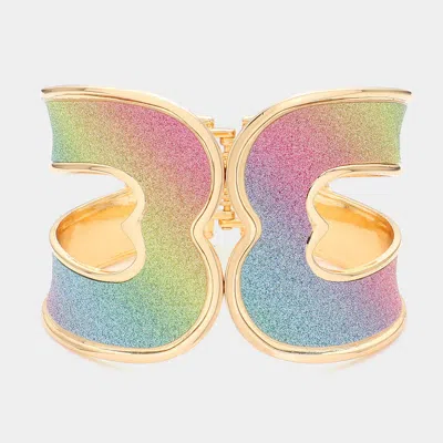 Fashnzfab Triomphe Glitter Hinged Bracelet Gold, Multi