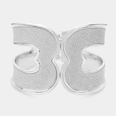 Fashnzfab Triomphe Glitter Hinged Bracelet Silver In Metallic