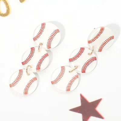 Fashnzfab Triple Baseball Drop Earrings In Multi